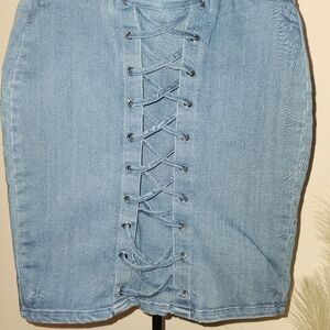 Light Blue Lace-Up Women's Jeans